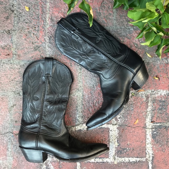Vintage 90s Black Leather Western Boots by Tony Lama - Size 6M - Picture 2 of 15